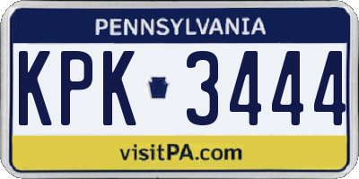 PA license plate KPK3444
