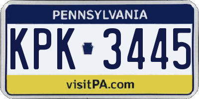 PA license plate KPK3445