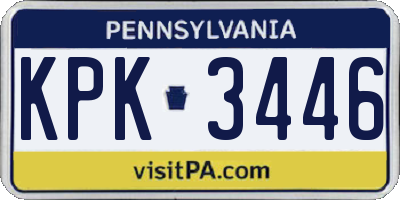 PA license plate KPK3446