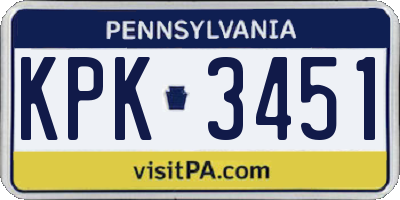 PA license plate KPK3451