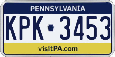 PA license plate KPK3453