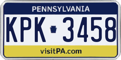 PA license plate KPK3458