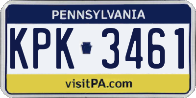 PA license plate KPK3461