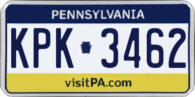 PA license plate KPK3462