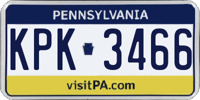 PA license plate KPK3466