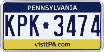 PA license plate KPK3474