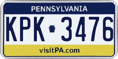 PA license plate KPK3476