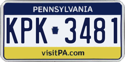 PA license plate KPK3481
