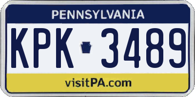 PA license plate KPK3489