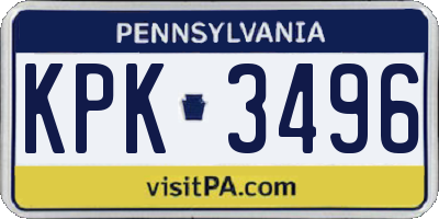 PA license plate KPK3496