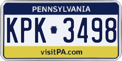 PA license plate KPK3498