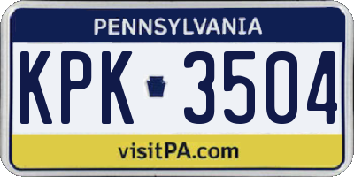 PA license plate KPK3504