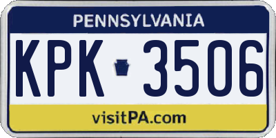 PA license plate KPK3506