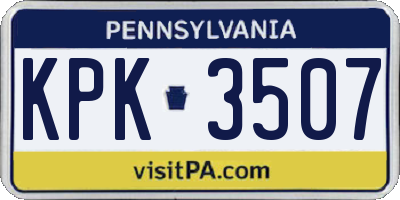 PA license plate KPK3507