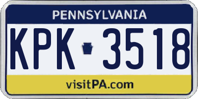 PA license plate KPK3518