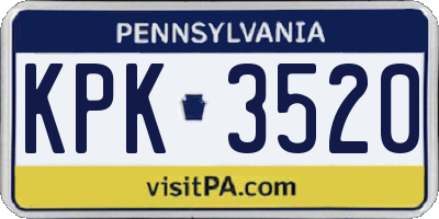 PA license plate KPK3520