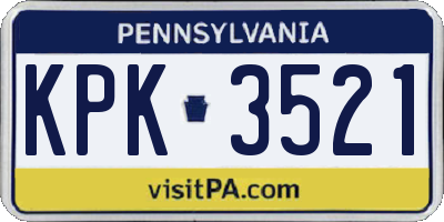 PA license plate KPK3521