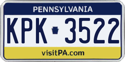 PA license plate KPK3522