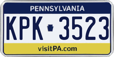 PA license plate KPK3523