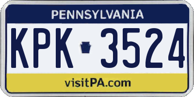 PA license plate KPK3524