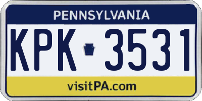 PA license plate KPK3531