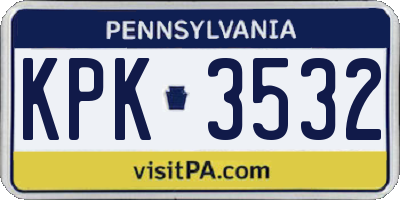 PA license plate KPK3532
