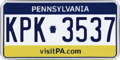 PA license plate KPK3537