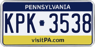 PA license plate KPK3538
