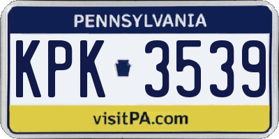 PA license plate KPK3539