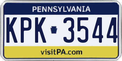 PA license plate KPK3544