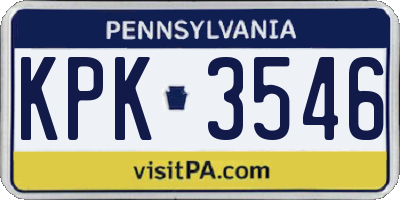 PA license plate KPK3546