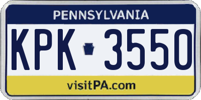 PA license plate KPK3550