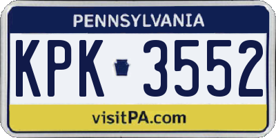 PA license plate KPK3552
