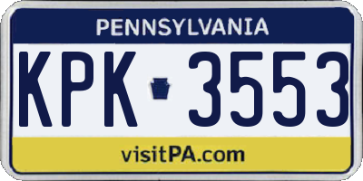 PA license plate KPK3553