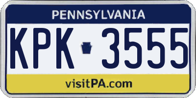 PA license plate KPK3555