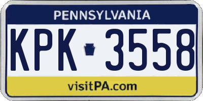 PA license plate KPK3558