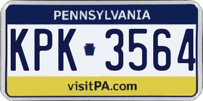 PA license plate KPK3564