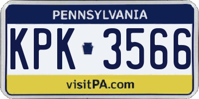 PA license plate KPK3566