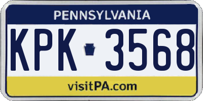 PA license plate KPK3568