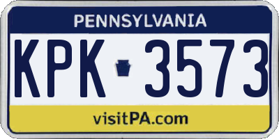 PA license plate KPK3573