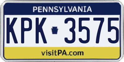 PA license plate KPK3575