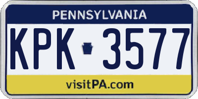PA license plate KPK3577