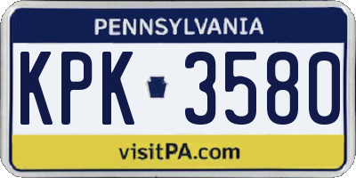 PA license plate KPK3580