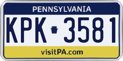 PA license plate KPK3581