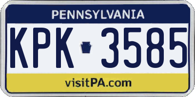 PA license plate KPK3585