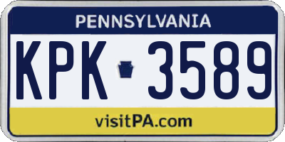 PA license plate KPK3589