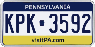 PA license plate KPK3592