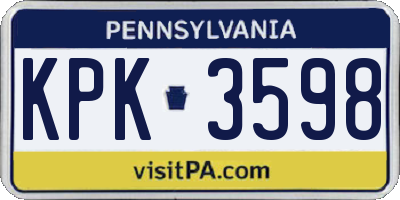 PA license plate KPK3598