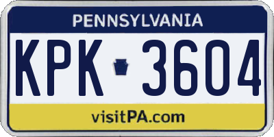 PA license plate KPK3604