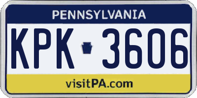 PA license plate KPK3606